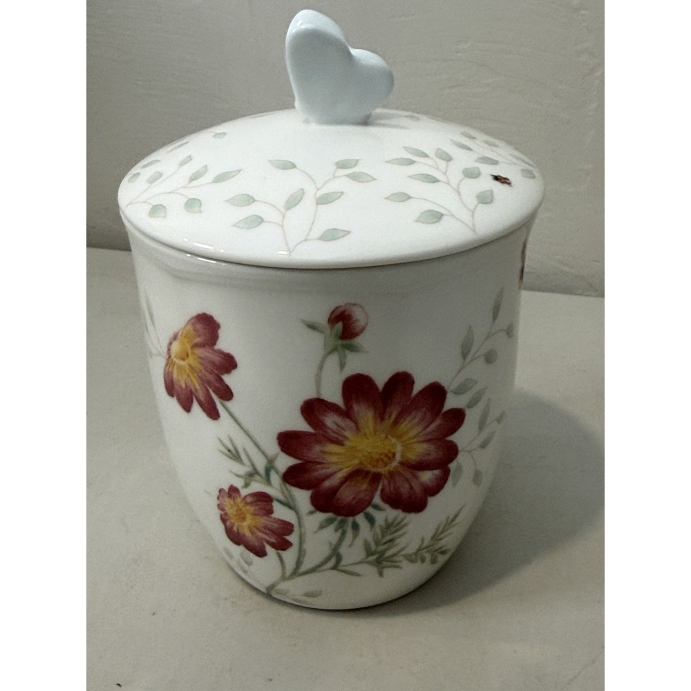 Lenox Porcelain Butterfly Meadow Canister with Lid 6"T Bee Floral